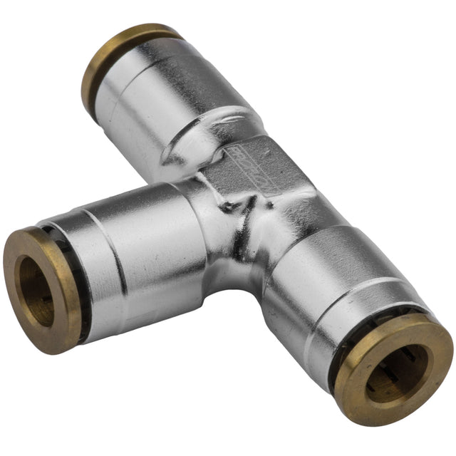 Proflow Fitting, Push To Connect Nylon Tube, Tee 1/4in. Nylon Tube, Silver - PFE855-04S PFE855-04S