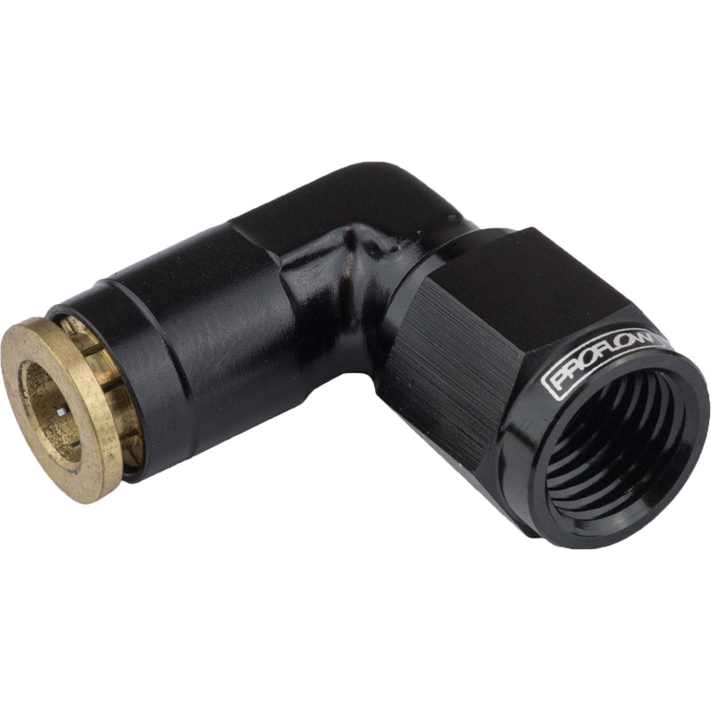 Proflow Fitting, Push To Connect Nylon Tube 90 Degree 1/4in. Nylon Tube To Female -03AN, Black - PFE856-04BK PFE856-04BK
