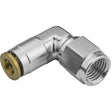 Proflow Fitting, Push To Connect Nylon Tube 90 Degree 1/4in. Nylon Tube To Female -03AN, Silver - PFE856-04S PFE856-04S
