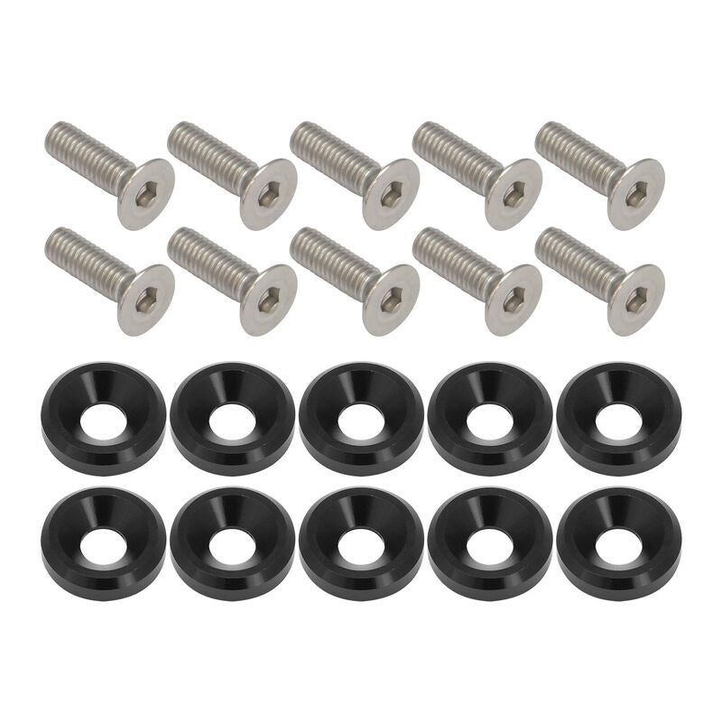 Proflow Billet Dress Up & Fender Washer Kits, 1/4'' UNC x 3/4'', Black, 10-Pack - PFE900-03BK PFE900-03BK