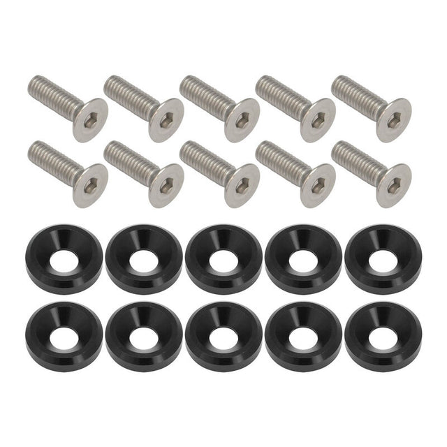 Proflow Billet Dress Up & Fender Washer Kits, 1/4'' UNC x 3/4'', Black, 10-Pack - PFE900-03BK PFE900-03BK