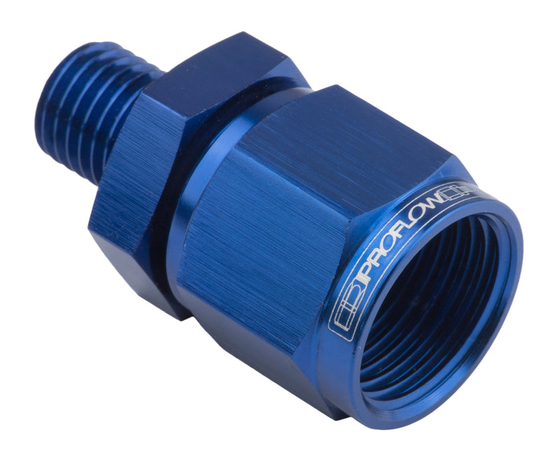 Proflow Female Adaptor -06AN Straight Swivel 12mm x 1.50, Blue - PFE918-06-M12 PFE918-06-M12