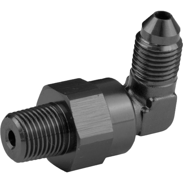 Proflow Adaptor Male -04AN 90 Degree To 1/4in. NPT Swivel, Black - PFE922-04-04BK PFE922-04-04BK