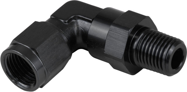 Proflow Adaptor Male -12AN 90 Degree To 1/2in. NPT Swivel, Black - PFE923-12-08BK PFE923-12-08BK