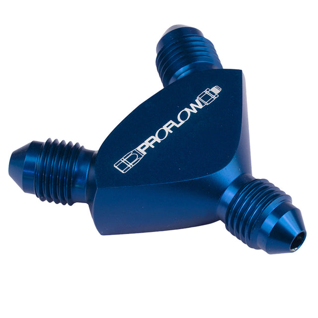 Proflow Fitting Aluminium AN Y-Adaptor -04AN Male To -04AN Male x 2, Blue - PFE930-04-04B PFE930-04-04B