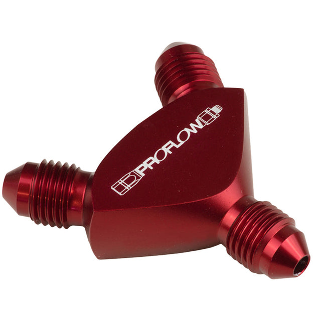 Proflow Fitting Aluminium AN Y-Adaptor -08AN Male To -08AN Male x 2, Red - PFE930-08-08R PFE930-08-08R