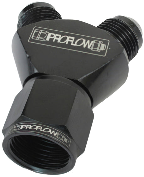 Proflow Y-Block -10AN Female Swivel To Dual -06AN Male, Black - PFE931-10-06BK PFE931-10-06BK