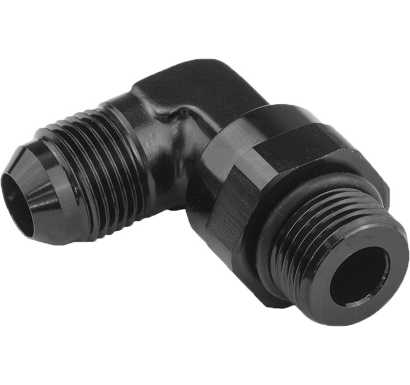 Proflow Adaptor Male -06AN 90 Degree To -08AN Thread Swivel, Black - PFE949-06-08BK PFE949-06-08BK