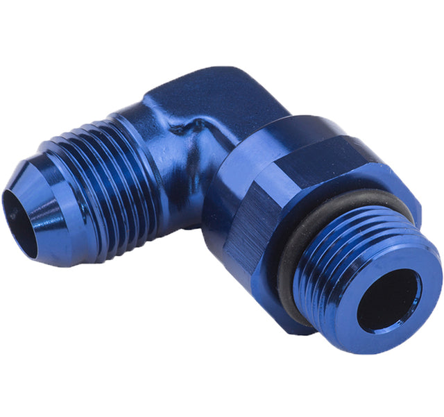 Proflow Adaptor Male -06AN 90 Degree To -06AN Thread Swivel, Blue - PFE949-06 PFE949-06