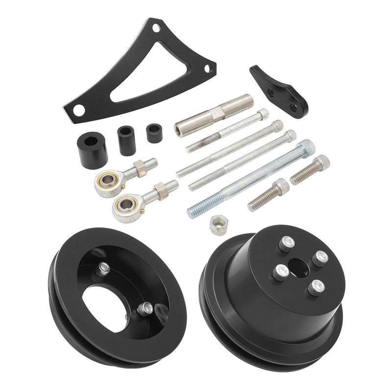 Proflow V Belt Drive & Alternator Bracket Kit, Black Anodised Aluminium For Ford BB 429-460, Drivers Side Low Mount, Black - PFEABBBF01BK-KIT PFEABBBF01BK-KIT