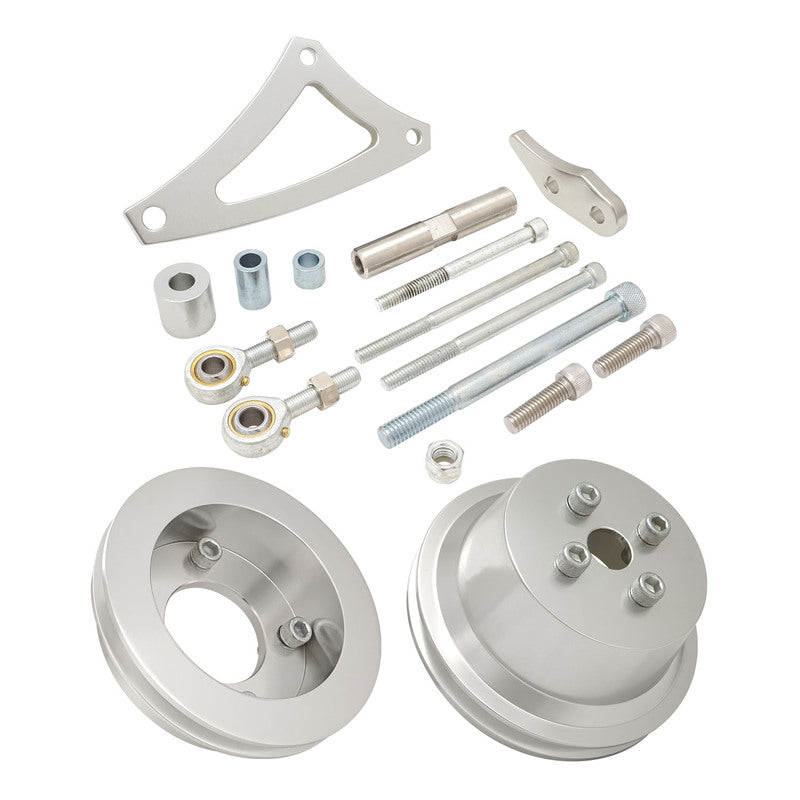 Proflow V Belt Drive & Alternator Bracket Kit, Anodised Aluminium For Ford BB 429-460, Drivers Side Low Mount, Silver - PFEABBBF01P-KIT PFEABBBF01P-KIT