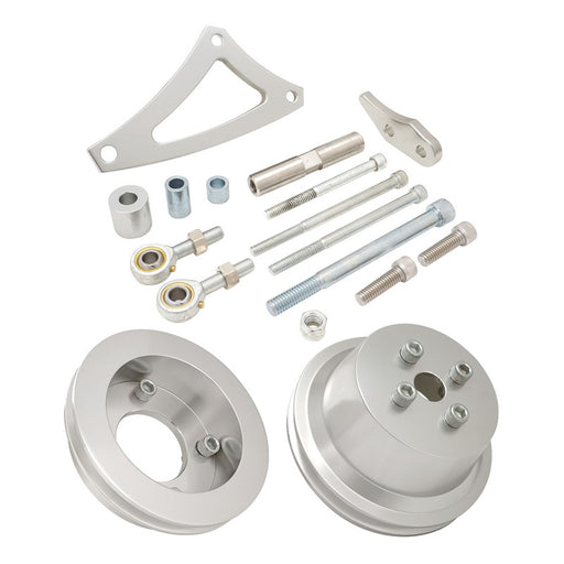 Proflow V Belt Drive & Alternator Bracket Kit, Anodised Aluminium For Ford BB 429-460, Drivers Side Low Mount, Silver - PFEABBBF01P-KIT PFEABBBF01P-KIT