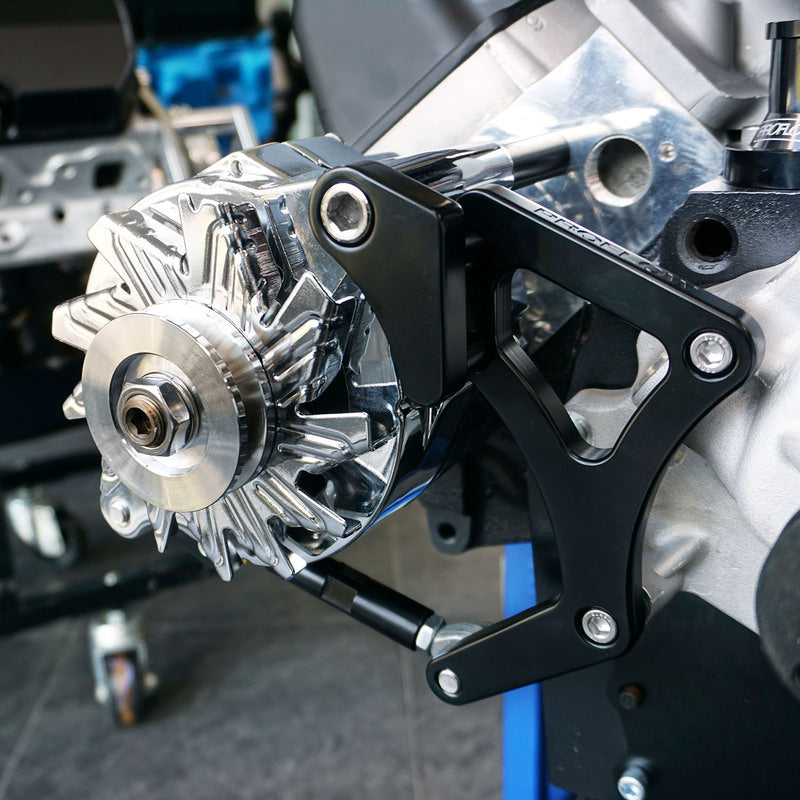 Proflow Alternator Bracket Kit, Aluminium For Ford V8 Cleveland 302 351C Drivers Side Mid Mount, Black - PFEABCLEV01BK