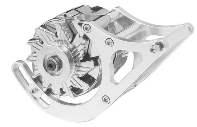 Proflow Alternator Bracket Kit, Aluminium For Holden V8 Drivers Side Mid Mount V8, Silver - PFEABHOL01P PFEABHOL01P