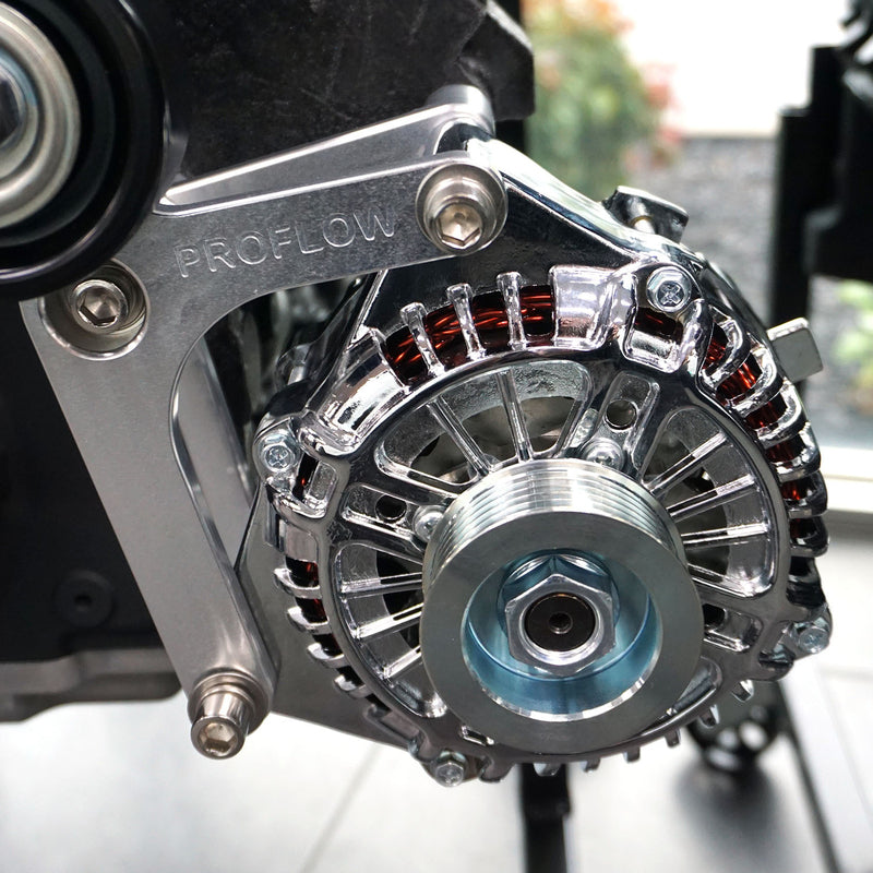 Proflow Alternator Bracket Kit, Aluminium GM For Holden VT-VZ Commodore LS1 LS2, Black - PFEABHOL04BK