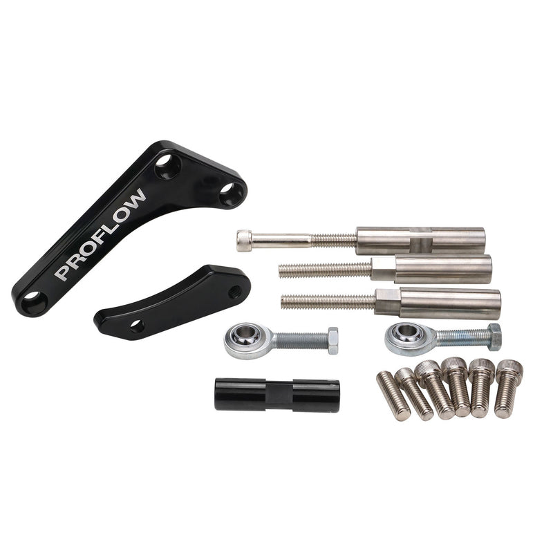 Proflow Alternator Bracket, For Chevrolet Small Block, Drivers Side, Long Water Pump, Low Mount, Black Anodised - PFEABSBC01-BK PFEABSBC01-BK