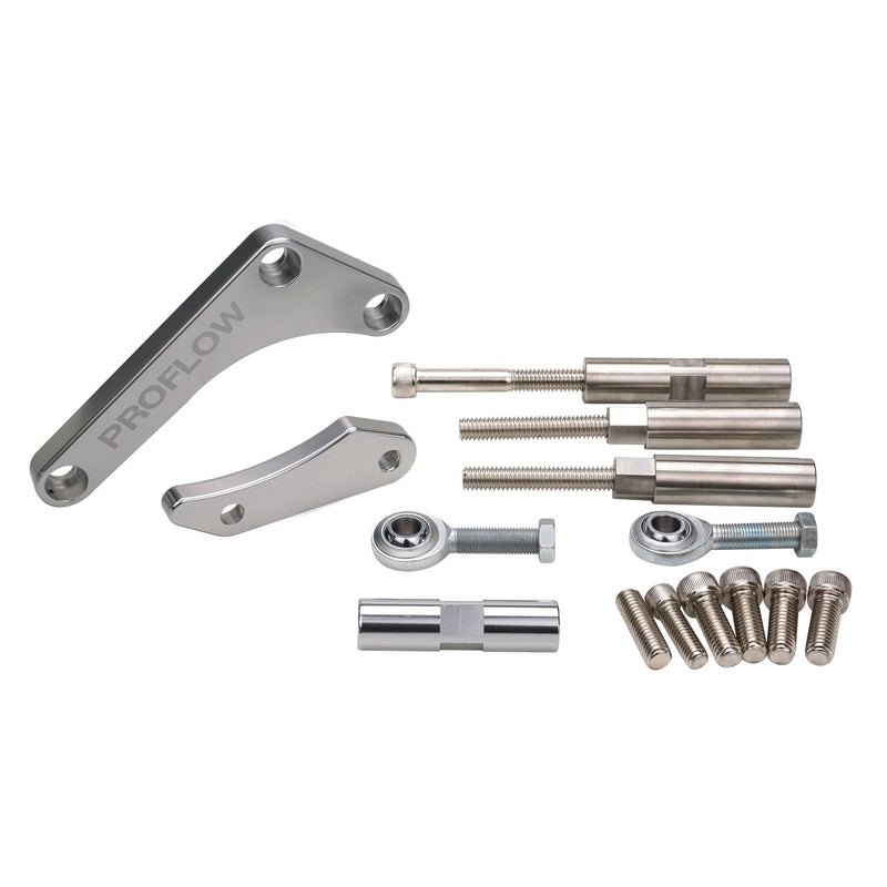 Proflow Alternator Bracket, For Chevrolet Small Block, Drivers Side, Long Water Pump, Low Mount, Silver Anodised - PFEABSBC01 PFEABSBC01