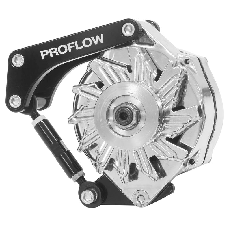 Proflow Alternator Bracket, For Chevrolet Small Block, Passenger Side, Short Water Pump, Low Mount, Black Anodised - PFEABSBC02BK PFEABSBC02BK