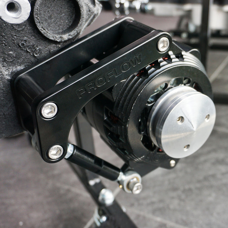 Proflow Alternator Bracket, For Chevrolet Small Block, Passenger Side, Short Water Pump, Low Mount, Black Anodised - PFEABSBC02BK