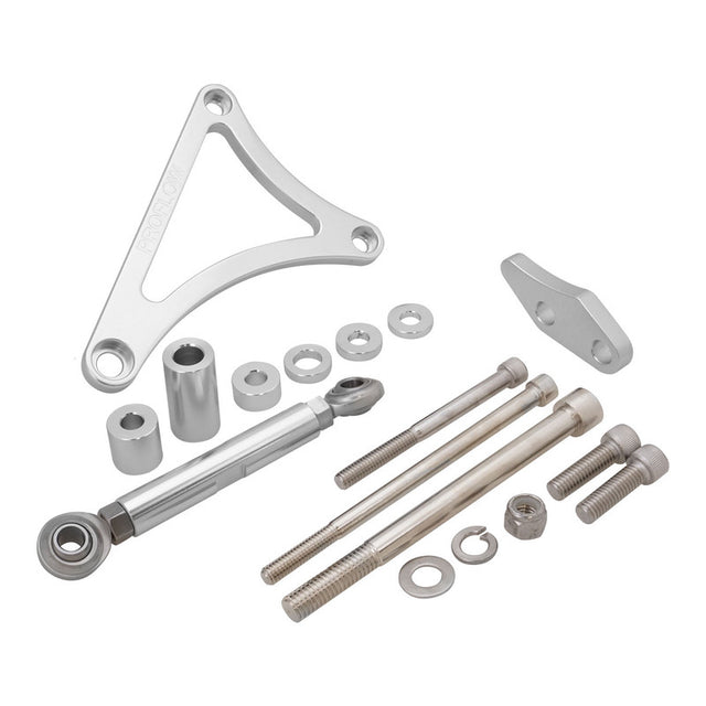 Proflow Alternator Bracket, For Ford V8 Windsor 302W, Drivers Side Mid Mount, Suits L/H Inlet Water Pump, Polished Silver - PFEABWIND02 PFEABWIND02