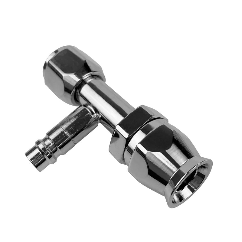 Proflow Hose End Air Conditioning 304 Stainless Straight Female O-Ring Pilot -10AN W/Charge Port, Chrome - PFEAC101-10CP PFEAC101-10CP