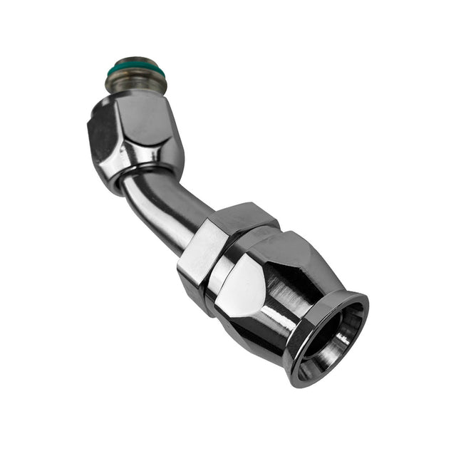 Proflow Hose End Air Conditioning 304 Stainless 45 Degree Female O-Ring Pilot -06, Chrome - PFEAC102-06 PFEAC102-06