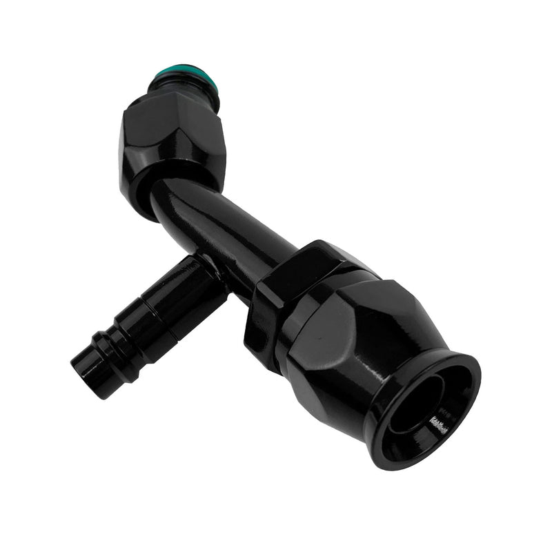 Proflow Hose End Air Conditioning 304 Stainless 45 Degree Female O-Ring Pilot -10AN W/Charge Port, Black - PFEAC102-10CPBK PFEAC102-10CPBK