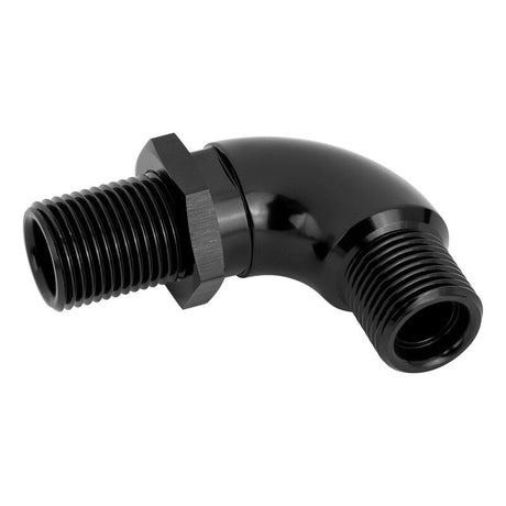 Proflow Air Conditioning Adaptor Bulkhead Fitting, #6 A/C 5/8"-18, 90 Degree, Aluminium, Black - PFEAC123-06BK PFEAC123-06BK