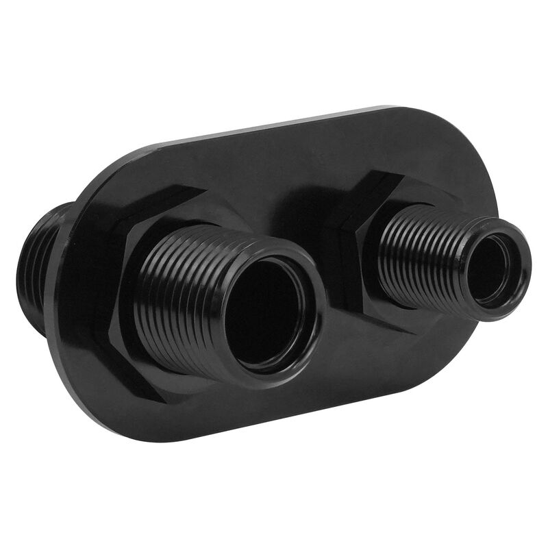 Proflow Firewall Bulkhead Aluminium Air Con 2 Port #6, #10 Inline, Black - PFEACWP101BK