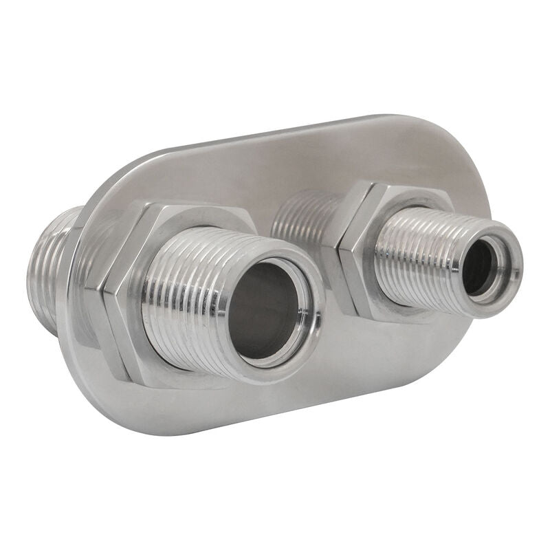 Proflow Firewall Bulkhead Aluminium Air Con 2 Port #6, #10 Inline, Polished - PFEACWP101