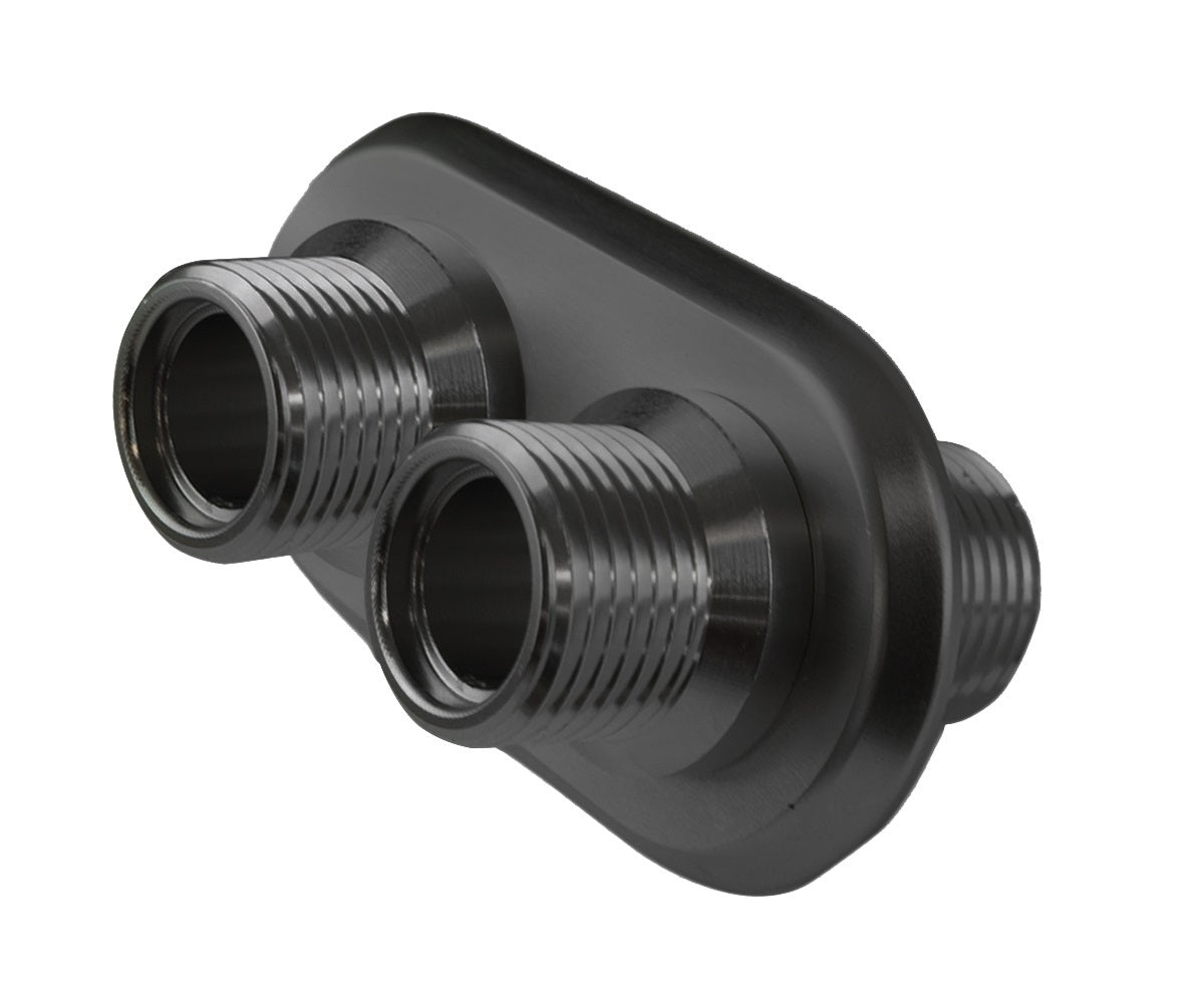 Proflow Firewall Bulkhead Aluminium Air Con 2 Port #10, #10 Inline, Black - PFEACWP102BK PFEACWP102BK