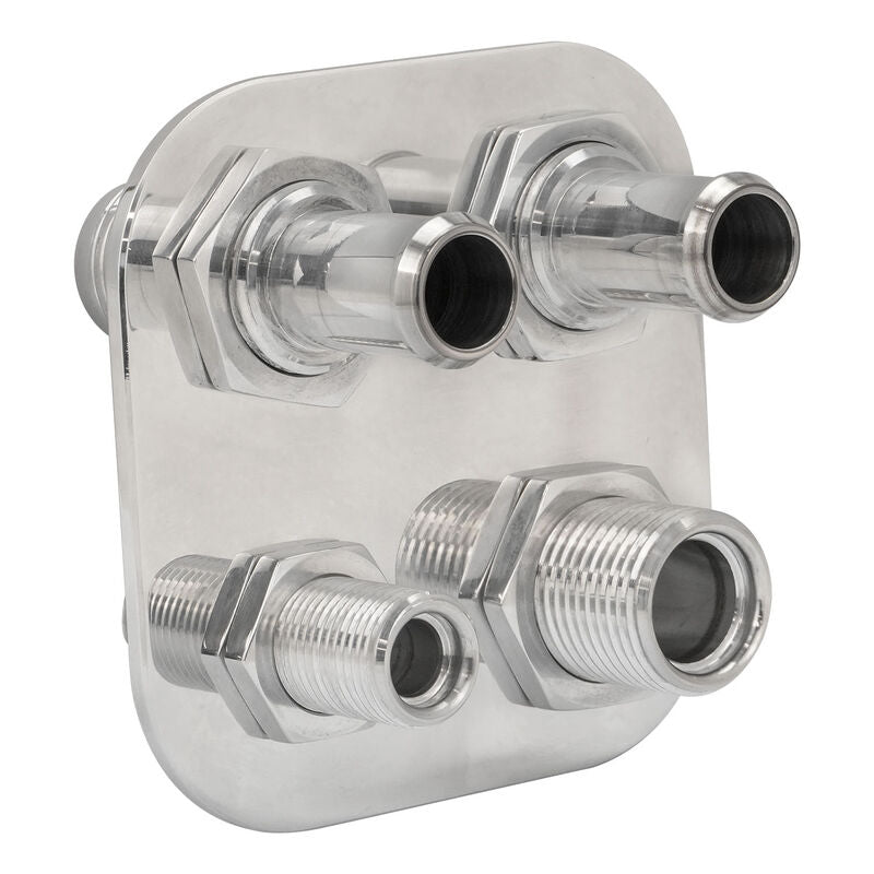 Proflow Firewall Bulkhead Aluminium Air Con 4 Port #6, #10 Inline, Polished - PFEACWP103