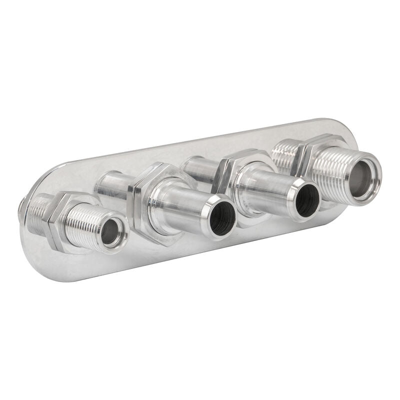 Proflow Firewall Bulkhead Aluminium Air Con 4 Port #10, #6 Inline, Polished - PFEACWP104
