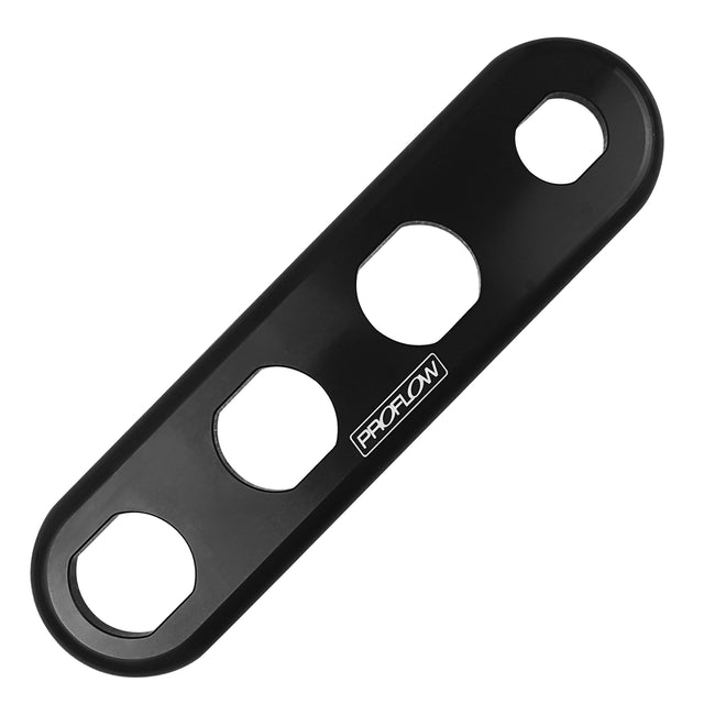 Proflow Bulkhead Aluminium Plates 4 Port Inline, 3x #10 and 1x #6 A/C Fitting, Black - PFEACWP107BK PFEACWP107BK