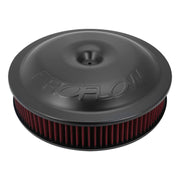 Proflow Air Filter Assembly, 14in. Diameter x 3in. Height, Race, Spun Aluminium, Black, 5-1/8 in. Recessed Base - PFEAF-143RABK