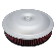 Proflow Air Filter Assembly, 14in. Diameter x 3in. Height, Race, Spun Aluminium, Silver, 5-1/8 in. Recessed Base - PFEAF-143RA