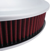 Proflow Air Filter Assembly, 14in. Diameter x 3in. Height, Race, Spun Aluminium, Silver, 5-1/8 in. Recessed Base - PFEAF-143RA