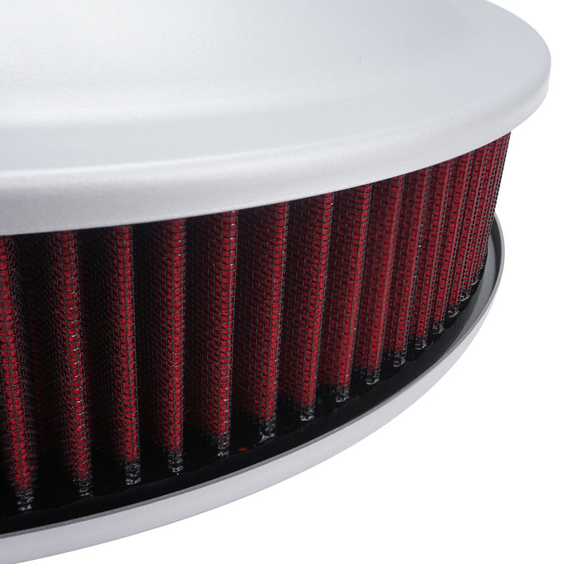 Proflow Air Filter Assembly, 14in. Diameter x 3in. Height, Race, Spun Aluminium, Silver, 5-1/8 in. Recessed Base - PFEAF-143RA