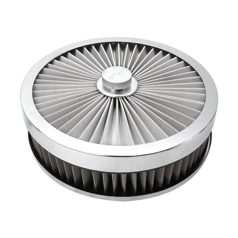 Proflow Air Filter Assembly Flow Top Round Stainless Steel 9in. x 2in. Suit 5-1/8in. Flat Base - PFEAF-230051S PFEAF-230051S