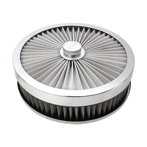 Proflow Air Filter Assembly Flow Top Round Stainless Steel 9in. x 2in. Suit 5-1/8in. Flat Base - PFEAF-230051S PFEAF-230051S