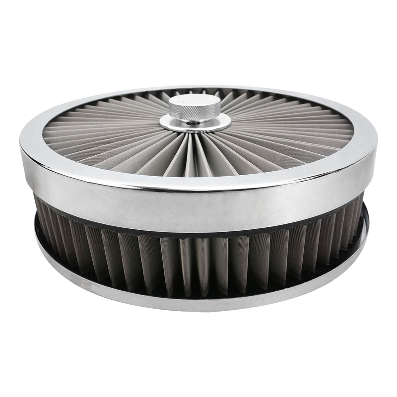 Proflow Air Filter Assembly Flow Top Round Stainless Steel 9in. x 2in. Suit 5-1/8in. Flat Base - PFEAF-230051S