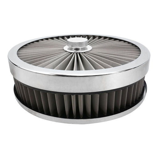 Proflow Air Filter Assembly Flow Top Round Stainless Steel 9in. x 3in. Suit 5-1/8in. Flat Base - PFEAF-230076S