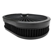 Proflow Air Filter Assembly Flow Top Oval Black 12in. x 9in. x 2in. Suit 5-1/8in. Flat Base - PFEAF-300051B