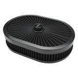 Proflow Air Filter Assembly Flow Top Oval Black 12in. x 9in. x 2in. Suit 5-1/8in. Flat Base - PFEAF-300051B PFEAF-300051B