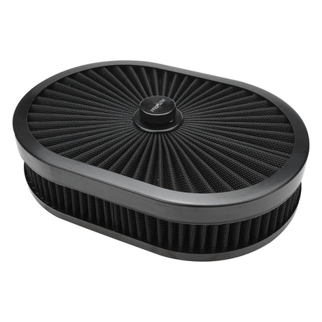 Proflow Air Filter Assembly Flow Top Oval Black 12in. x 9in. x 2in. Suit 5-1/8in. Flat Base - PFEAF-300051B PFEAF-300051B