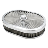 Proflow Air Filter Assembly Flow Top Oval Stainless Steel 12in. x 9in. x 2in. Suit 5-1/8in. Flat Base - PFEAF-300051S PFEAF-300051S