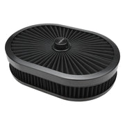Proflow Air Filter Assembly Flow Top Oval Black 12in. x 9in. x 3in. Suit 5-1/8in. Flat Base - PFEAF-300076B PFEAF-300076B
