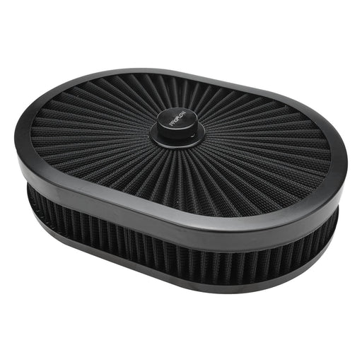 Proflow Air Filter Assembly Flow Top Oval Black 12in. x 9in. x 3in. Suit 5-1/8in. Flat Base - PFEAF-300076B PFEAF-300076B