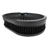 Proflow Air Filter Assembly Flow Top Oval Black 12in. x 9in. x 3in. Suit 5-1/8in. Flat Base - PFEAF-300076B