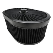 Proflow Air Filter Assembly Flow Top Oval Black 12in. x 9in. x 4in. Suit 5-1/8in. Flat Base - PFEAF-300102B